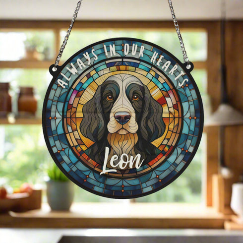 Cocker Spaniel Black & White Memorial Stained Glass Effect Suncatcher